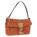 FENDI Mamma Baguette Shoulder Bag Knitted Fabrics Orange Gold Auth 198479SAM-1