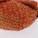FENDI Mamma Baguette Shoulder Bag Knitted Fabrics Orange Gold Auth 198479SAM-15