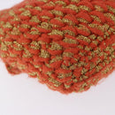 FENDI Mamma Baguette Shoulder Bag Knitted Fabrics Orange Gold Auth 198479SAM-16