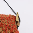 FENDI Mamma Baguette Shoulder Bag Knitted Fabrics Orange Gold Auth 198479SAM-18