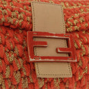 FENDI Mamma Baguette Shoulder Bag Knitted Fabrics Orange Gold Auth 198479SAM-19