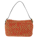 FENDI Mamma Baguette Shoulder Bag Knitted Fabrics Orange Gold Auth 198479SAM-2