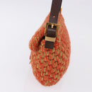FENDI Mamma Baguette Shoulder Bag Knitted Fabrics Orange Gold Auth 198479SAM-3