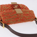 FENDI Mamma Baguette Shoulder Bag Knitted Fabrics Orange Gold Auth 198479SAM-6