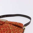 FENDI Mamma Baguette Shoulder Bag Knitted Fabrics Orange Gold Auth 198479SAM-8