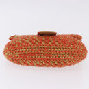 FENDI Mamma Baguette Shoulder Bag Knitted Fabrics Orange Gold Auth 198479SAM-5