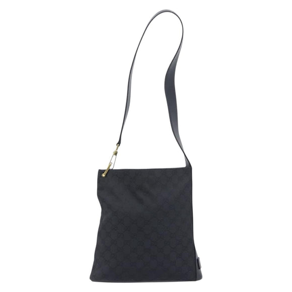 GUCCI GG Canvas Shoulder Bag Black Gold Tone 91761 Auth 198480A