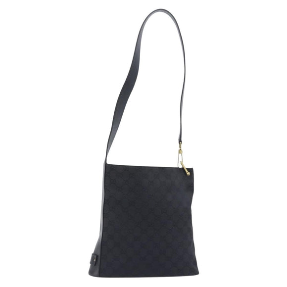GUCCI GG Canvas Shoulder Bag Black Gold Tone 91761 Auth 198480A