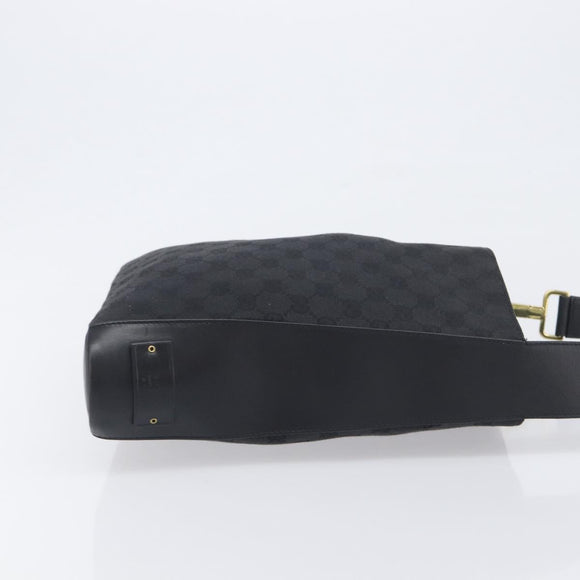 GUCCI GG Canvas Shoulder Bag Black Gold Tone 91761 Auth 198480A