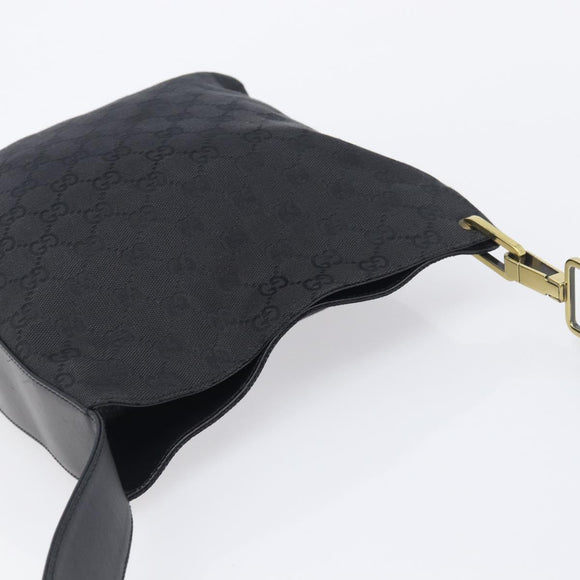 GUCCI GG Canvas Shoulder Bag Black Gold Tone 91761 Auth 198480A