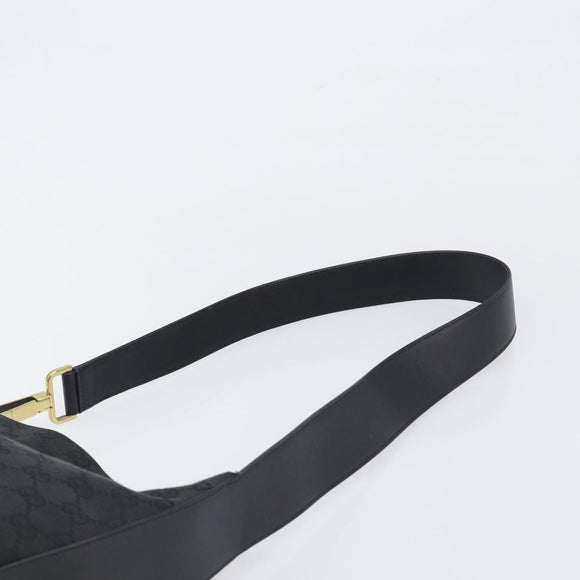 GUCCI GG Canvas Shoulder Bag Black Gold Tone 91761 Auth 198480A