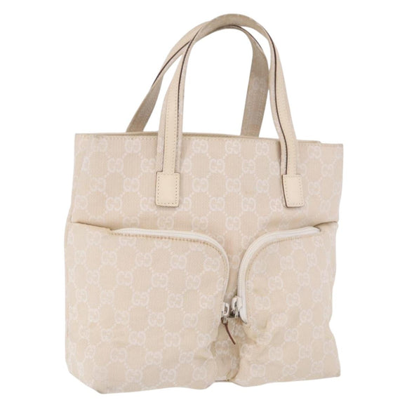 GUCCI GG Canvas Hand Bag Beige Silver 002 1080 Auth 198481
