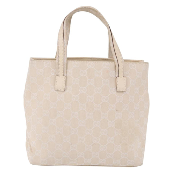 GUCCI GG Canvas Hand Bag Beige Silver 002 1080 Auth 198481