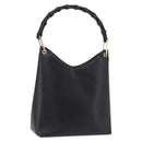 GUCCI Bamboo Hand Bag Leather Black Gold Tone 001 3007 Auth 198483-1