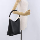 GUCCI Bamboo Hand Bag Leather Black Gold Tone 001 3007 Auth 198483-22