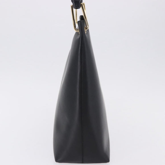 GUCCI Bamboo Hand Bag Leather Black Gold Tone 001 3007 Auth 198483