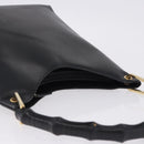 GUCCI Bamboo Hand Bag Leather Black Gold Tone 001 3007 Auth 198483-6