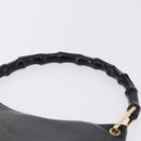 GUCCI Bamboo Hand Bag Leather Black Gold Tone 001 3007 Auth 198483-8
