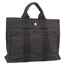 HERMES Her Line PM Hand Bag Canvas Gray Silver Auth 198484A-1