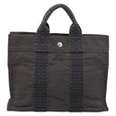 HERMES Her Line PM Hand Bag Canvas Gray Silver Auth 198484A-2