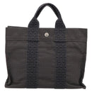 HERMES Her Line PM Hand Bag Canvas Gray Silver Auth 198484A-3