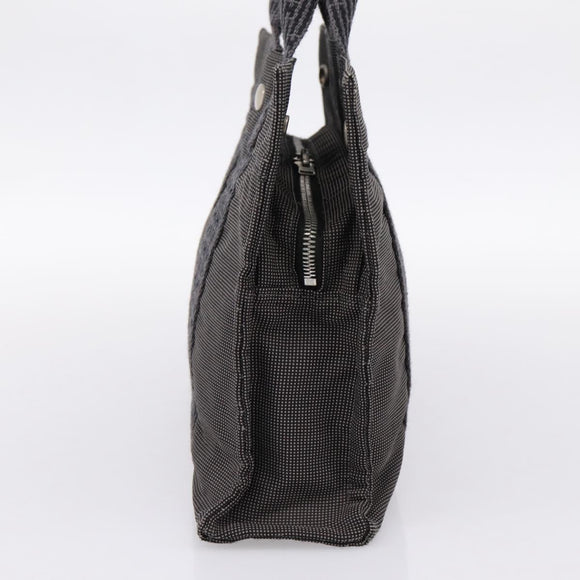HERMES Her Line PM Hand Bag Canvas Gray Silver Auth 198484A