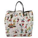 PRADA Tote Bag Nylon Ivory Black Auth 198485A-2