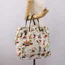 PRADA Tote Bag Nylon Ivory Black Auth 198485A-21