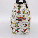 PRADA Tote Bag Nylon Ivory Black Auth 198485A-4