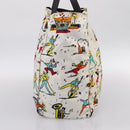 PRADA Tote Bag Nylon Ivory Black Auth 198485A-5