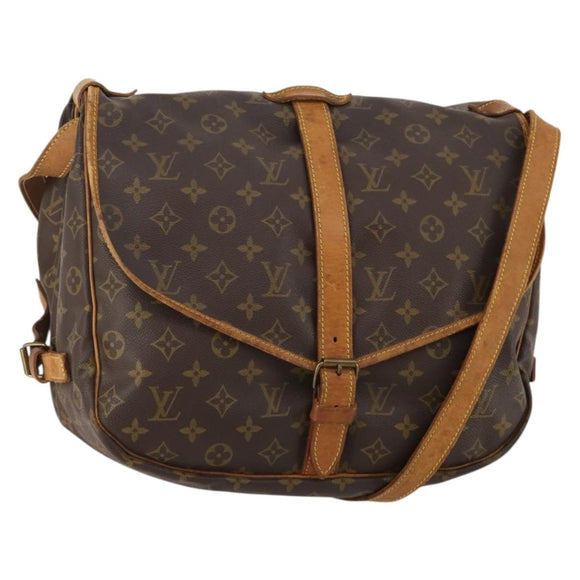 LOUIS VUITTON Monogram Saumur 35 Shoulder Bag M42254 LV Auth 198486