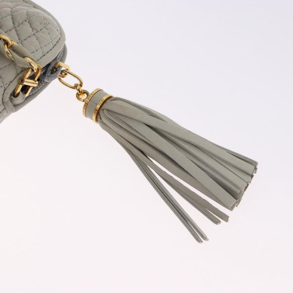 BALLY Chain Shoulder Bag Leather Gray Gold Tone Auth 198489A