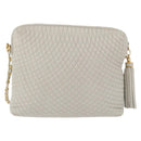 BALLY Chain Shoulder Bag Leather Gray Gold Tone Auth 198489A-3