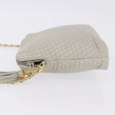 BALLY Chain Shoulder Bag Leather Gray Gold Tone Auth 198489A-5