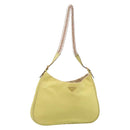 PRADA Chain Shoulder Bag Nylon Yellow Gold Tone Auth 198491A-1