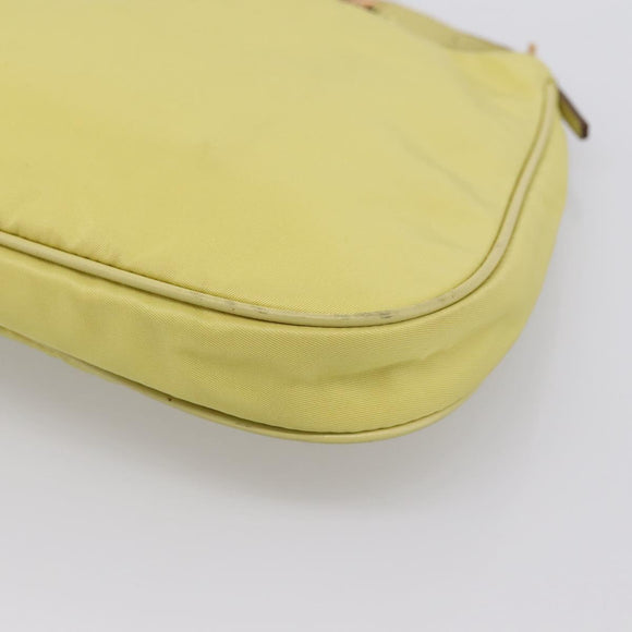 PRADA Chain Shoulder Bag Nylon Yellow Gold Tone Auth 198491A