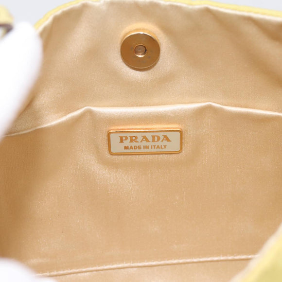 PRADA Chain Shoulder Bag Nylon Yellow Gold Tone Auth 198491A