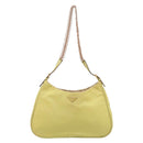 PRADA Chain Shoulder Bag Nylon Yellow Gold Tone Auth 198491A-2
