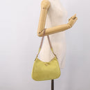 PRADA Chain Shoulder Bag Nylon Yellow Gold Tone Auth 198491A-21
