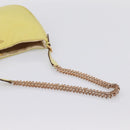 PRADA Chain Shoulder Bag Nylon Yellow Gold Tone Auth 198491A-7