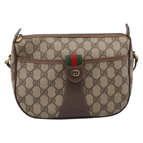 GUCCI GG Supreme Web Sherry Line Shoulder Bag PVC Beige 001 123 4002 Auth 198493