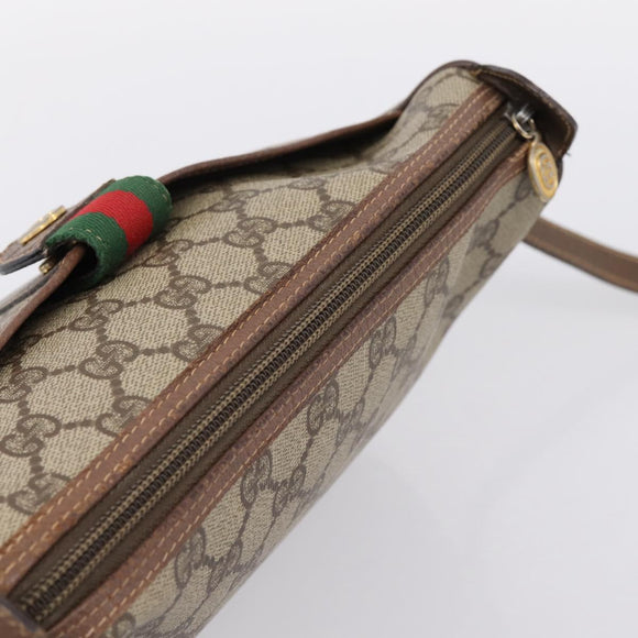 GUCCI GG Supreme Web Sherry Line Shoulder Bag PVC Beige 001 123 4002 Auth 198493