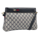 GUCCI GG Supreme Sherry Line Shoulder Bag PVC Navy Gold 904 02 035 Auth 198494-1