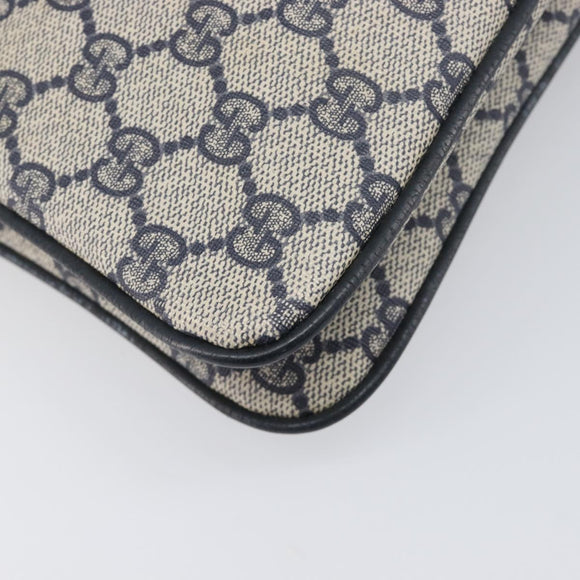 GUCCI GG Supreme Sherry Line Shoulder Bag PVC Navy Gold 904 02 035 Auth 198494