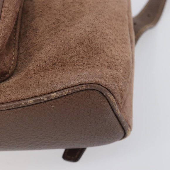 GUCCI Bamboo Backpack Suede Brown Gold Tone 003 2058 0030 Auth 198495