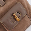 GUCCI Bamboo Backpack Suede Brown Gold Tone 003 2058 0030 Auth 198495-21