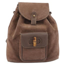GUCCI Bamboo Backpack Suede Brown Gold Tone 003 2058 0030 Auth 198495-13