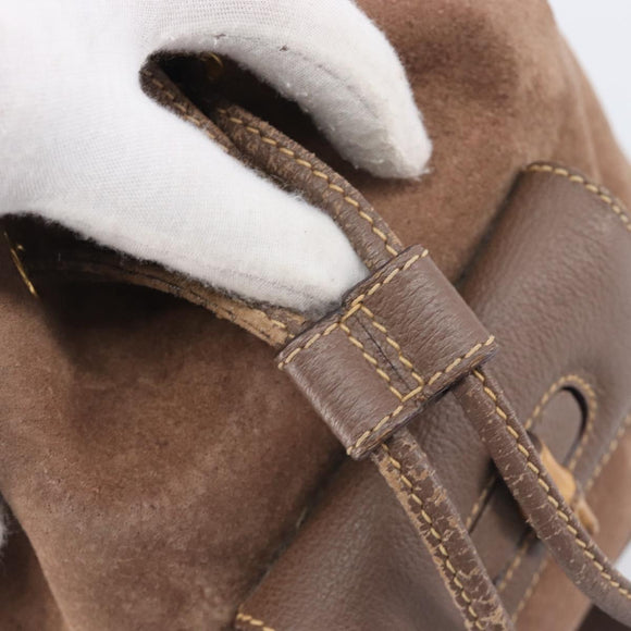 GUCCI Bamboo Backpack Suede Brown Gold Tone 003 2058 0030 Auth 198495