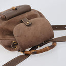GUCCI Bamboo Backpack Suede Brown Gold Tone 003 2058 0030 Auth 198495-6