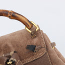 GUCCI Bamboo Backpack Suede Brown Gold Tone 003 2058 0030 Auth 198495-8